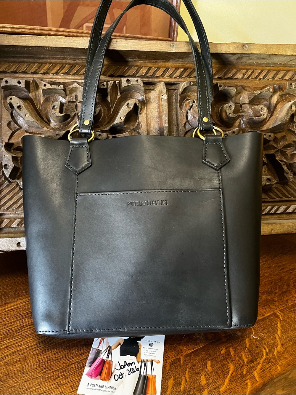 Portland Leather Smooth Black Market Tote - Retired Bag!